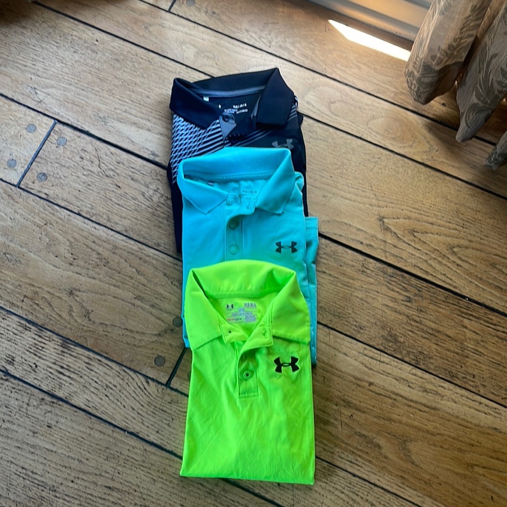 Assortment of kids under armour golf shirts